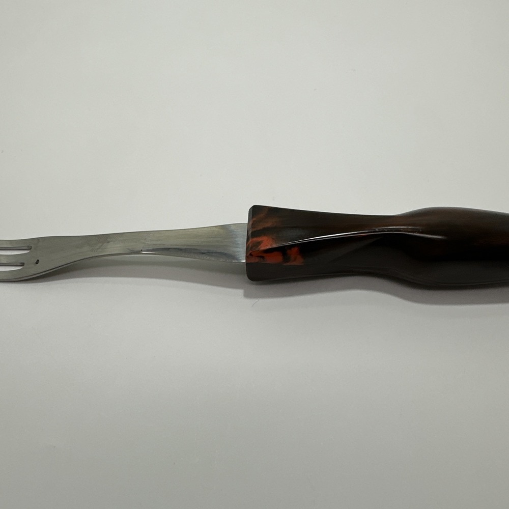 Vintage Cutco 1726 Serving Fork Classic Brown Orange Handle USA Stainless Steel - Picture 3 of 10
